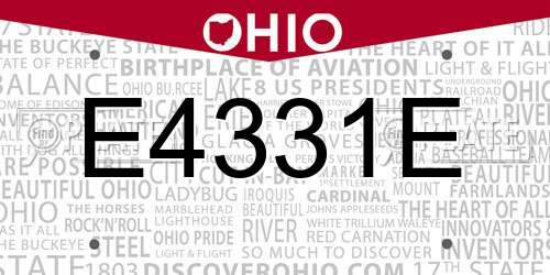 E4331E Ohio License Plate