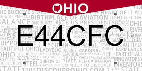 E44CFC Ohio License Plate