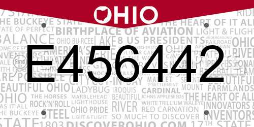 E456442 Ohio License Plate