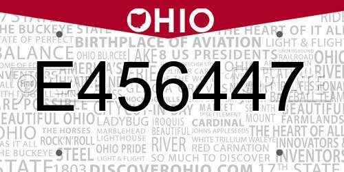 E456447 Ohio License Plate