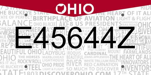 E45644Z Ohio License Plate