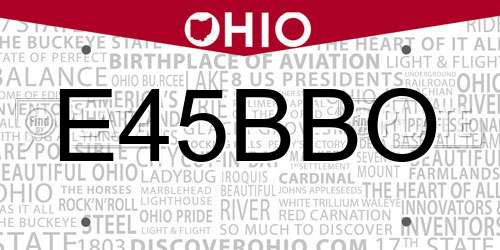 E45BBO Ohio License Plate