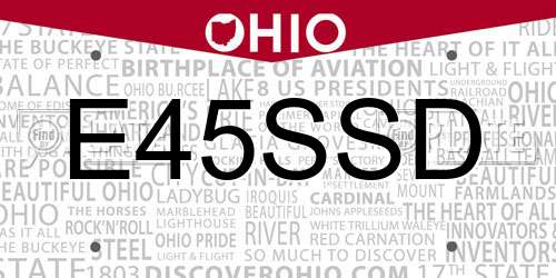 E45SSD Ohio License Plate