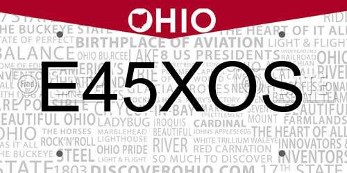 E45XOS Ohio License Plate