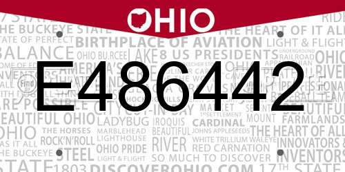 E486442 Ohio License Plate