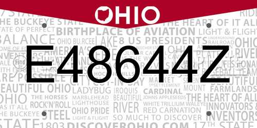 E48644Z Ohio License Plate