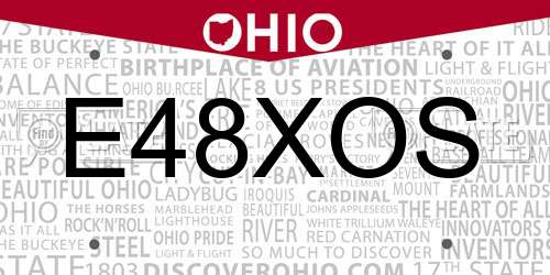 E48XOS Ohio License Plate