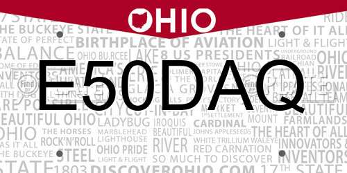 E50DAQ Ohio License Plate