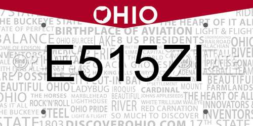 E515ZI Ohio License Plate