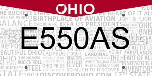 E550AS Ohio License Plate