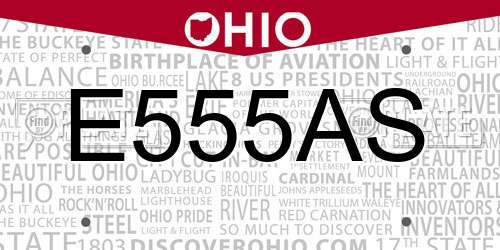 E555AS Ohio License Plate