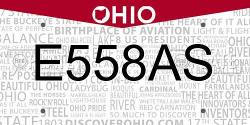 E558AS Ohio License Plate