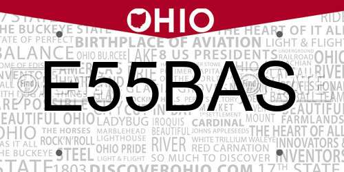 E55BAS Ohio License Plate
