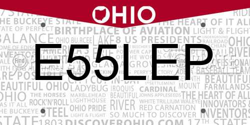 E55LEP Ohio License Plate