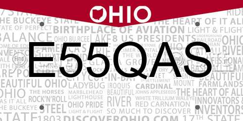 E55QAS Ohio License Plate