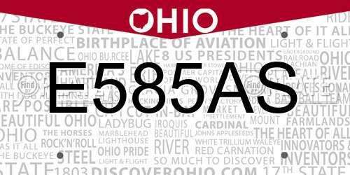 E585AS Ohio License Plate