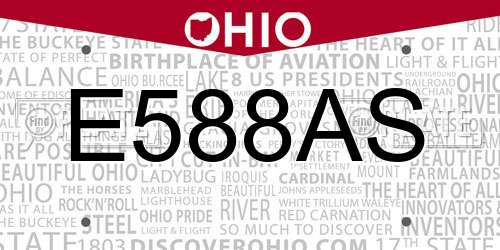 E588AS Ohio License Plate