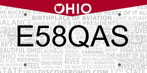 E58QAS Ohio License Plate