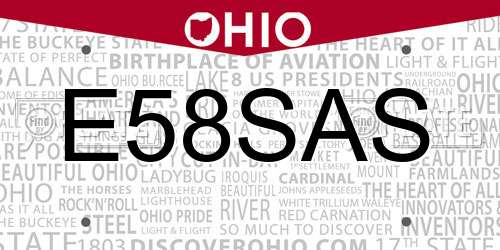 E58SAS Ohio License Plate