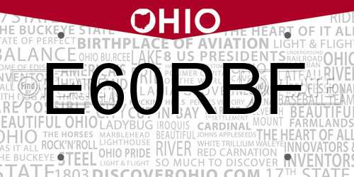 E60RBF Ohio License Plate