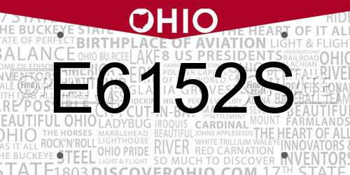 E6152S Ohio License Plate