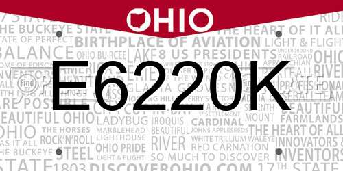 E6220K Ohio License Plate