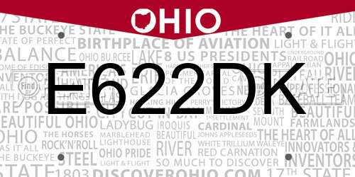 E622DK Ohio License Plate