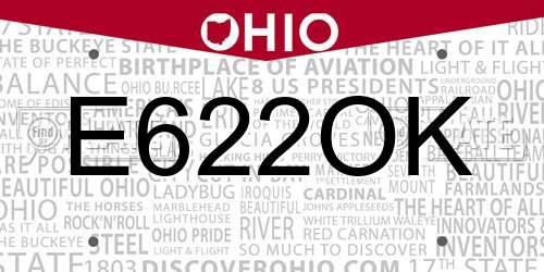 E622OK Ohio License Plate