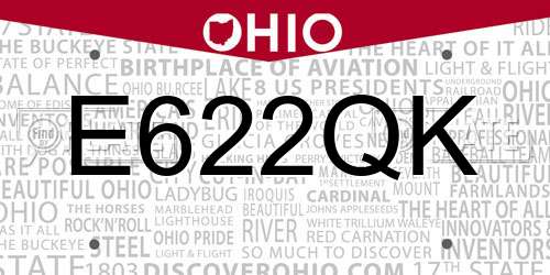 E622QK Ohio License Plate