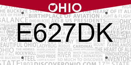 E627DK Ohio License Plate