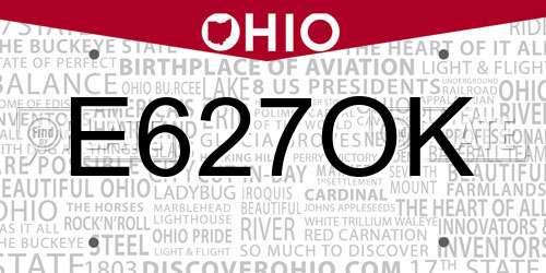 E627OK Ohio License Plate