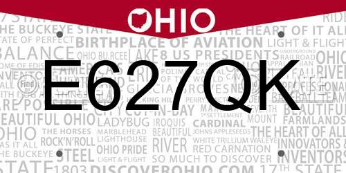 E627QK Ohio License Plate