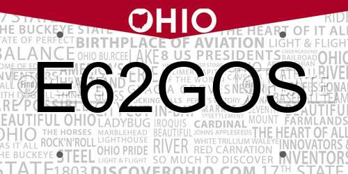 E62GOS Ohio License Plate