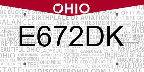 E672DK Ohio License Plate