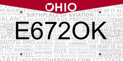 E672OK Ohio License Plate