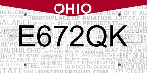 E672QK Ohio License Plate
