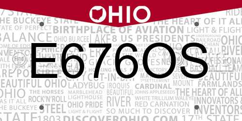E676OS Ohio License Plate
