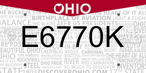 E6770K Ohio License Plate
