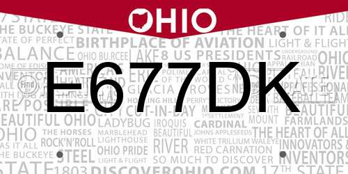 E677DK Ohio License Plate