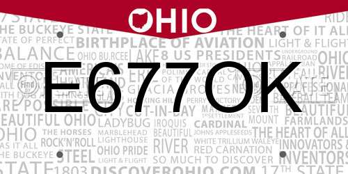 E677OK Ohio License Plate