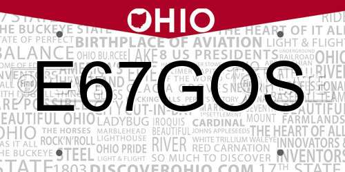 E67GOS Ohio License Plate