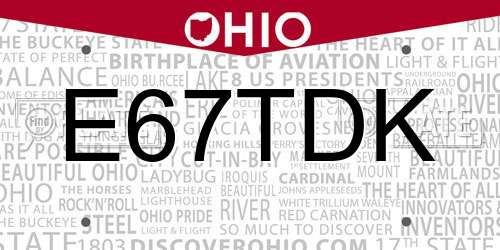 E67TDK Ohio License Plate