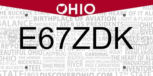 E67ZDK Ohio License Plate