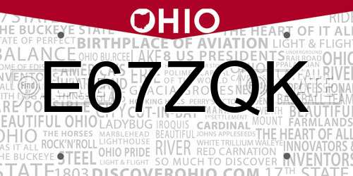 E67ZQK Ohio License Plate