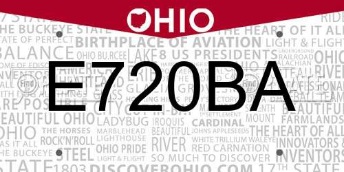 E720BA Ohio License Plate