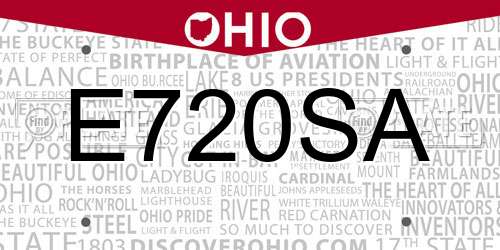 E720SA Ohio License Plate