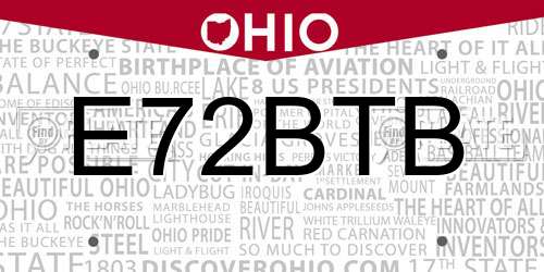 E72BTB Ohio License Plate