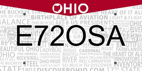 E72OSA Ohio License Plate