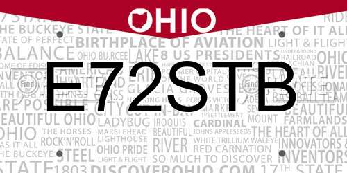 E72STB Ohio License Plate