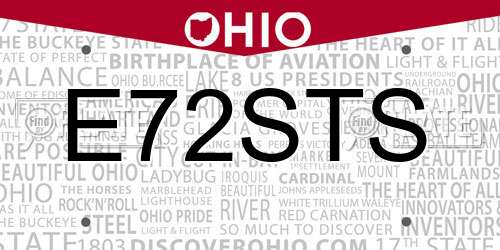 E72STS Ohio License Plate